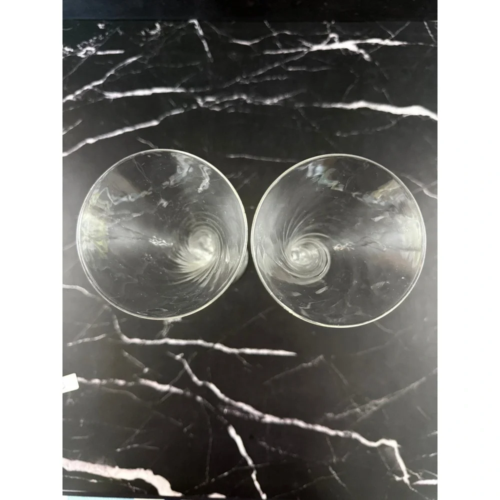 PAIR (2) Trumpet Hollow Stem Diamond Swirl 10 1/8in Champagne Glasses